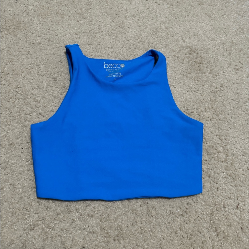 cropped blue workout top